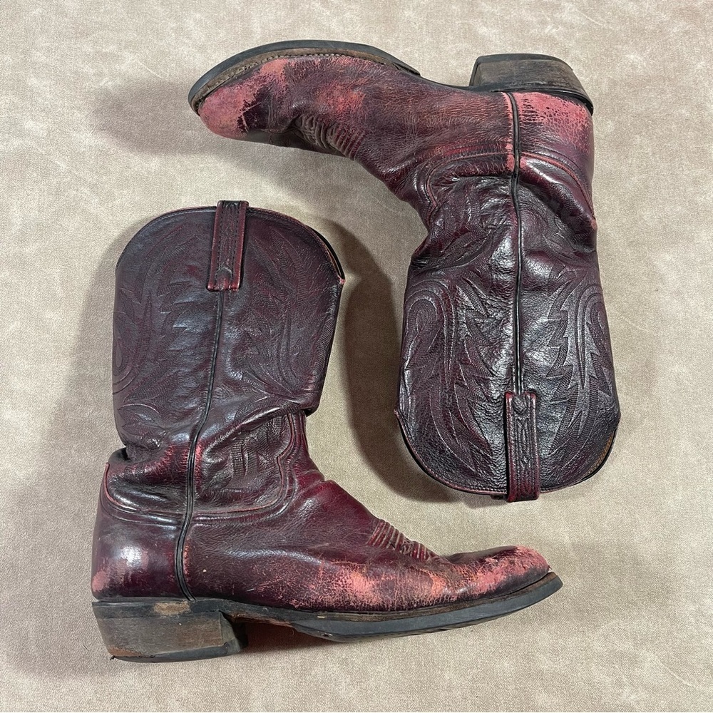 LUCCHESE CARSON BLACK CHERRY CALF - BOOT MENS WESTERN - M1021.R4 Size 10.5